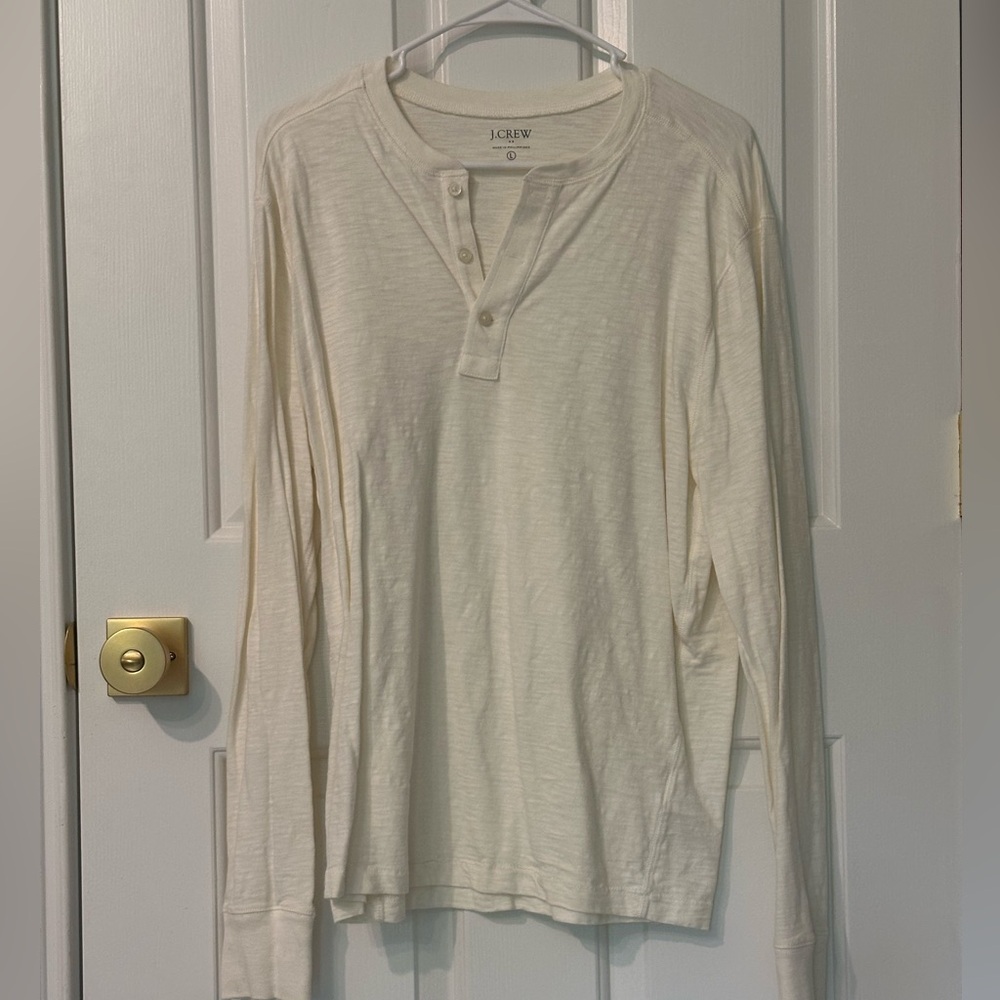 J. Crew Men's Off-White Long Sleeve Henley